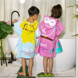 Infant Baby Bathrobe Cartoon Towel Robe Hooded Cloak Pajamas