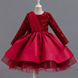 Kid Girl Net Yarn Bow Pommel Performance Princess Dresses