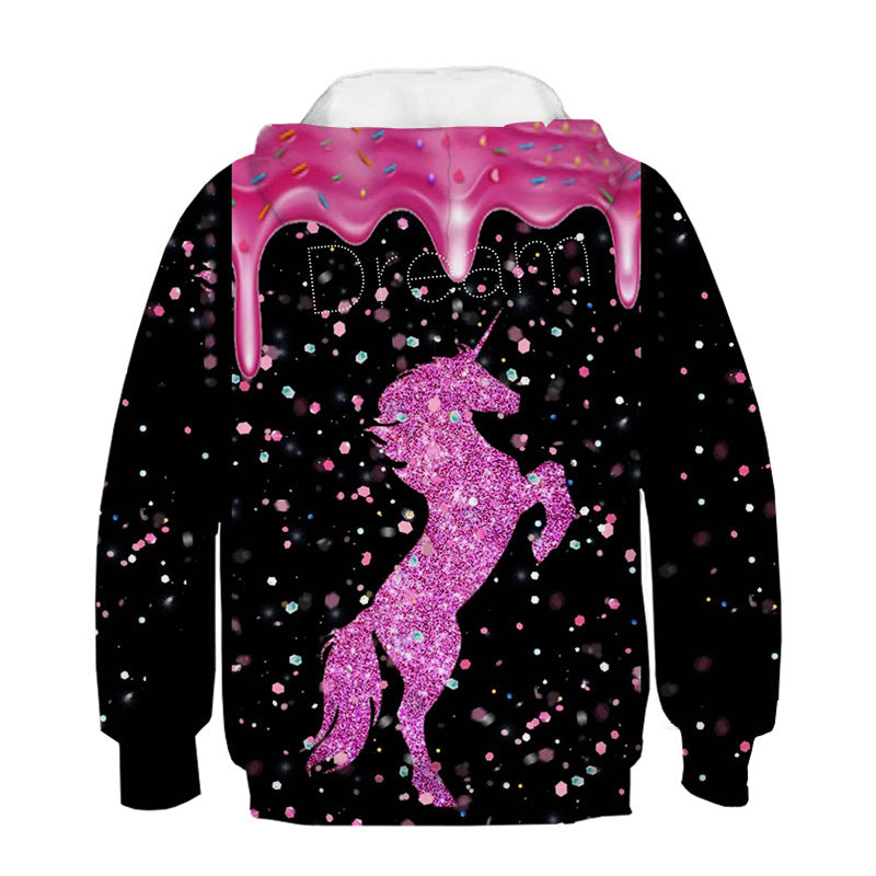 Kid Girls Boy Unicorn Hoodies Cartoon Sweatshirt Casual Pullover