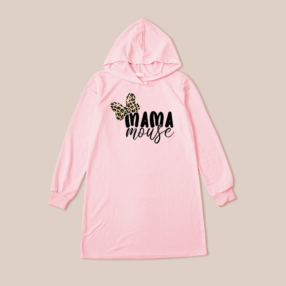 Family Matching Parent-child Hoodie Letter Love Printed Mother-daughter Dress