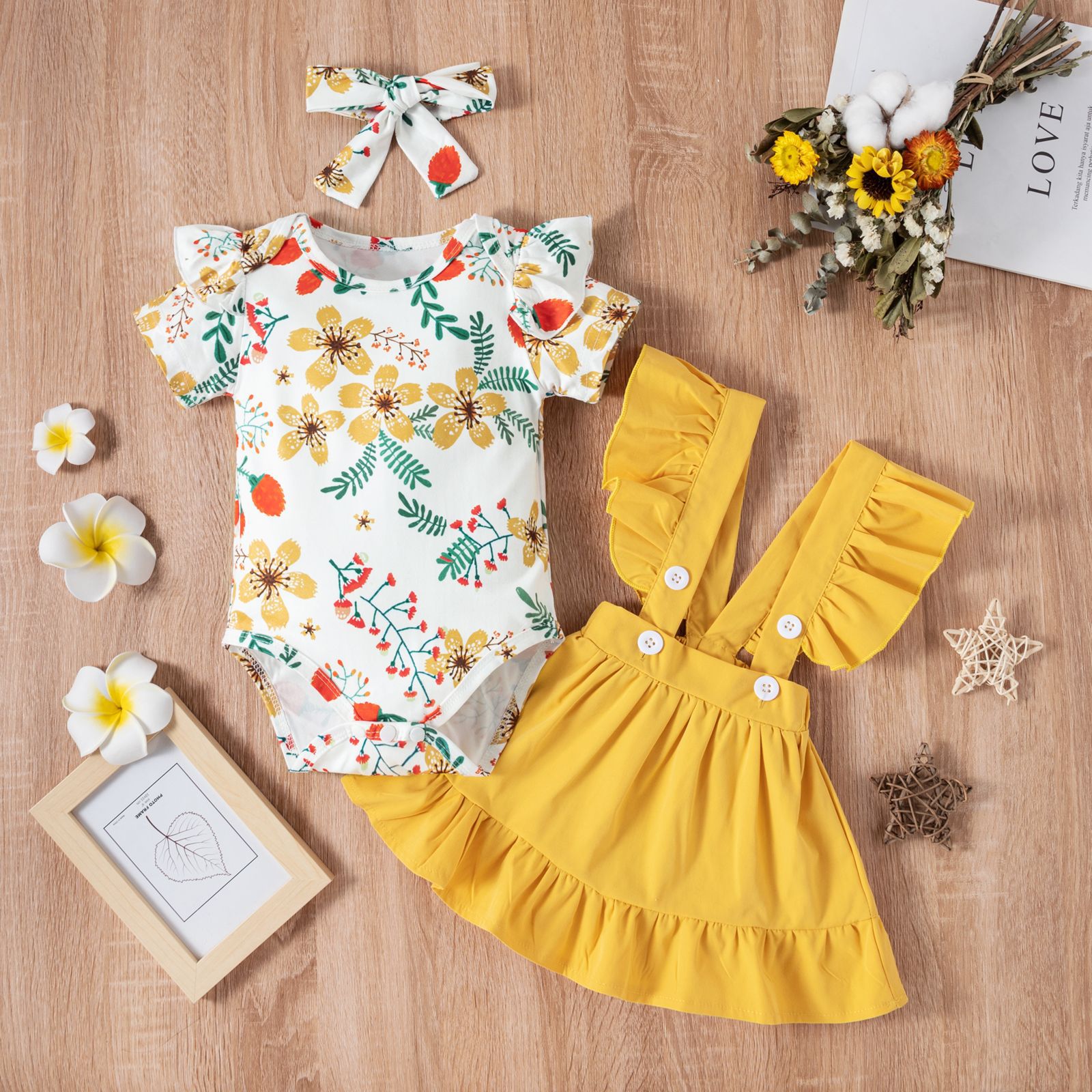 Infants Baby Girls Cut olid Color Strap New Summer 2 Pcs Set