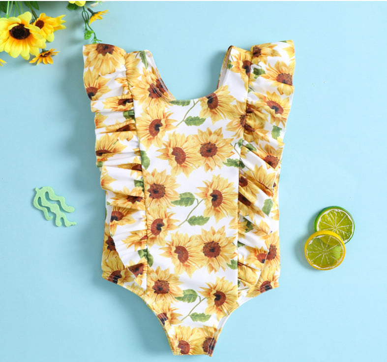 Kid Girls Summer Beach Wind One-piece Swimsuits