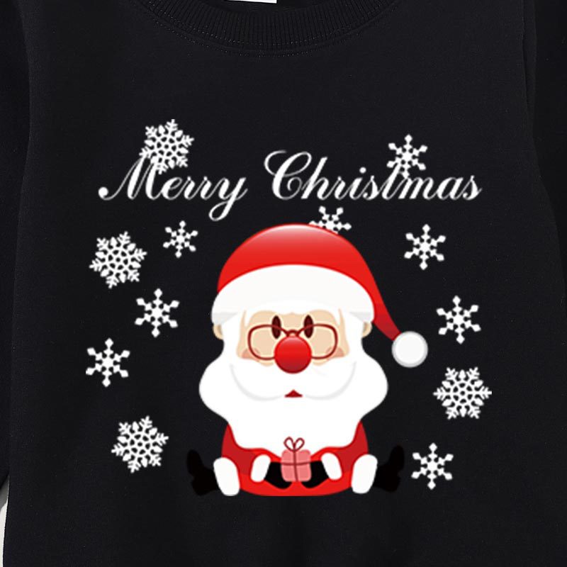 Family Matching Thermal Cute Cartoon Christmas Snowflake Print Sweatshirt