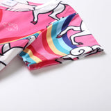 Family Matchinf Parent-child Round Collar Short Sleeve Rainbow Pony Dresses