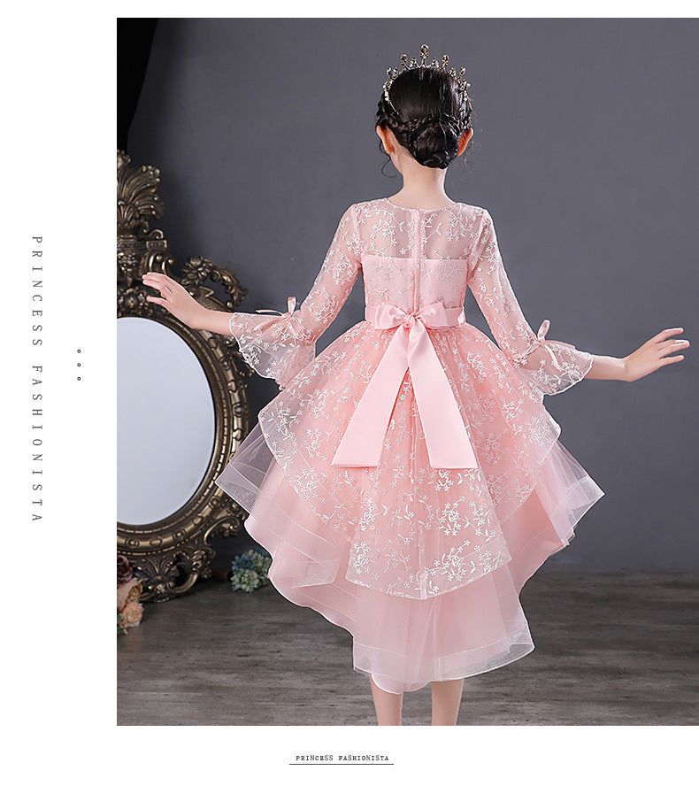 Kid Girl Princess Spring Autumn Mesh Sleeve Fluffy Mesh Dresses