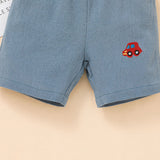 Kid Baby Boys Set Car Cartoon Fashion Lapel Shorts 2 Pcs Sets