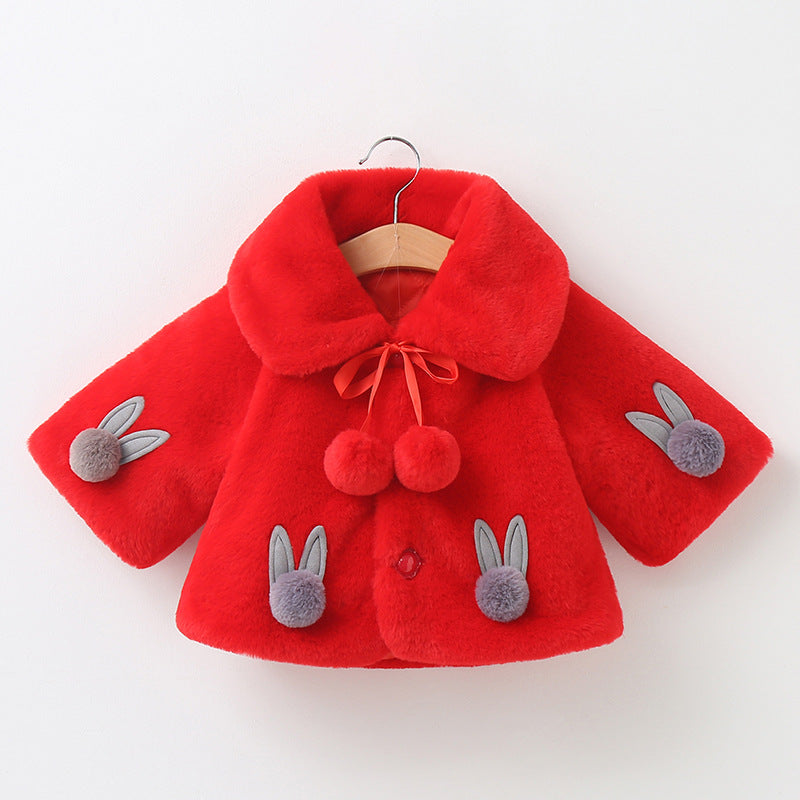 Kid Baby Girls Spring Autumn Imitation Fur Cape Coats Jackets