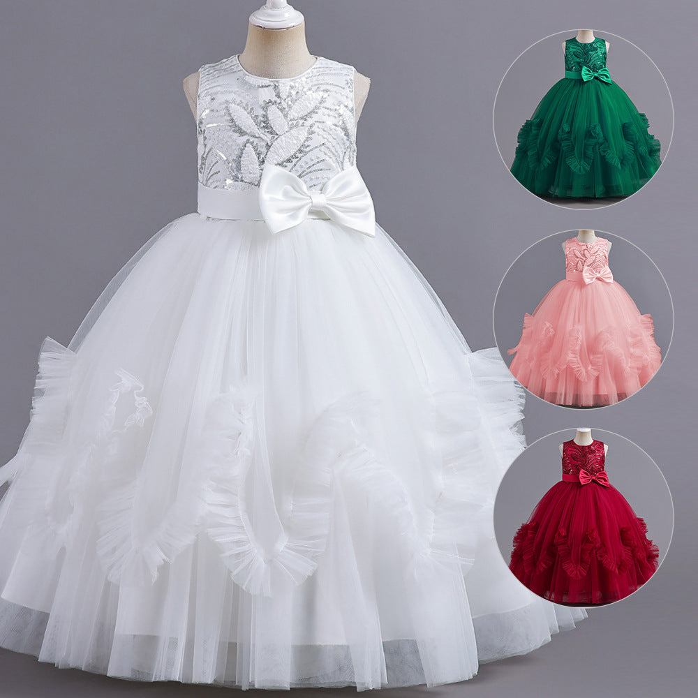 Kid Girl Evening Gown Catwalk Piano Performance Princess Dresses