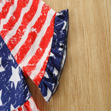 KidGirls Summer Independence Day Set Short Sleeve Striped Star 2 Pcs
