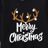 Family Matching Autumn Christmas Elk Print Warm Hoodie