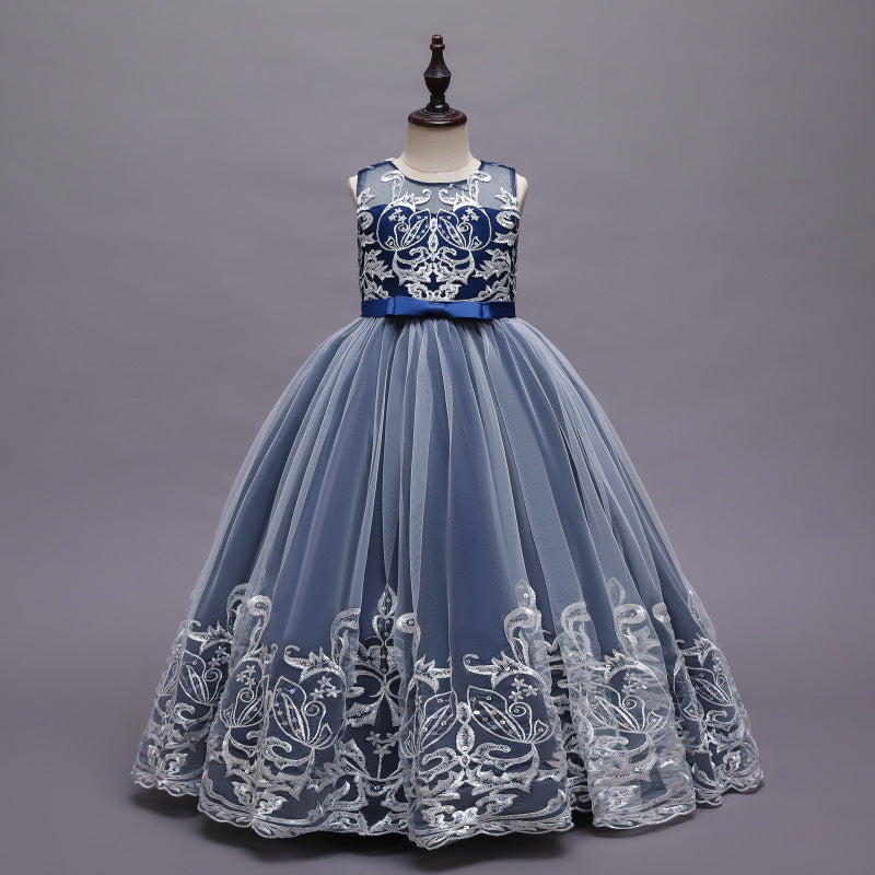 Kid Girl Princess Floral Lace Gown Sequins Gradual Change Dresses
