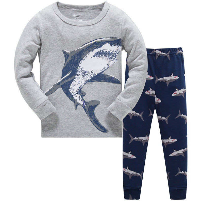 Kid Boy Pajamas Air-conditioned Long Sleeve Thread Cotton 2 Pcs