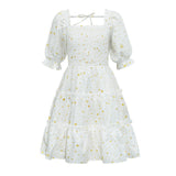 Family Matching Floral Digital Printed Summer Lantern Sleeve Dresses