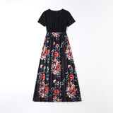 Family Matching Parent-child Printed Short Sleeve Stitching Dresses