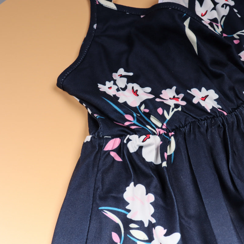 Family Matching Mother- daughter Floral Print Holiday Beach Dresses