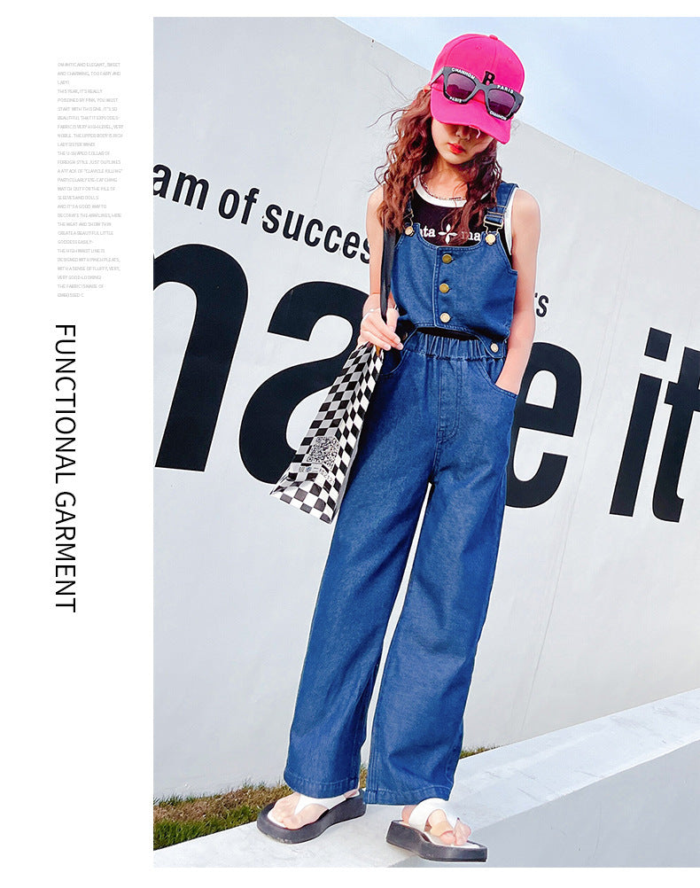Kid Summer Girls Denim Wide Leg Causal Pants