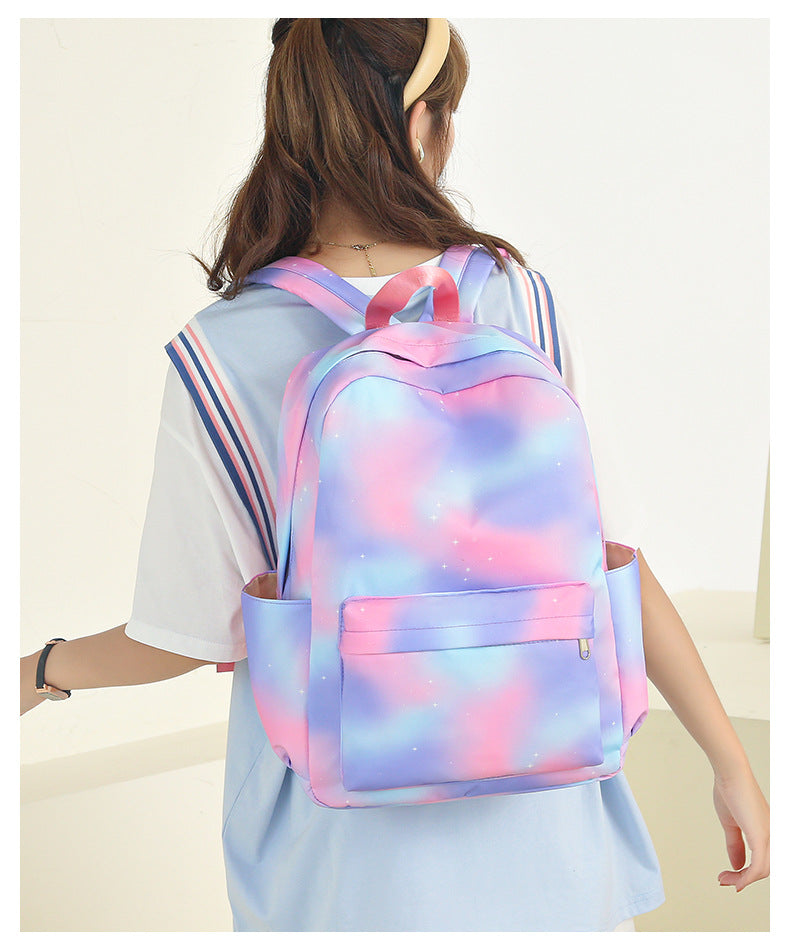 Kid Gradient Rainbow School Bag Large Capacity Backpack 3 Pcs Sets