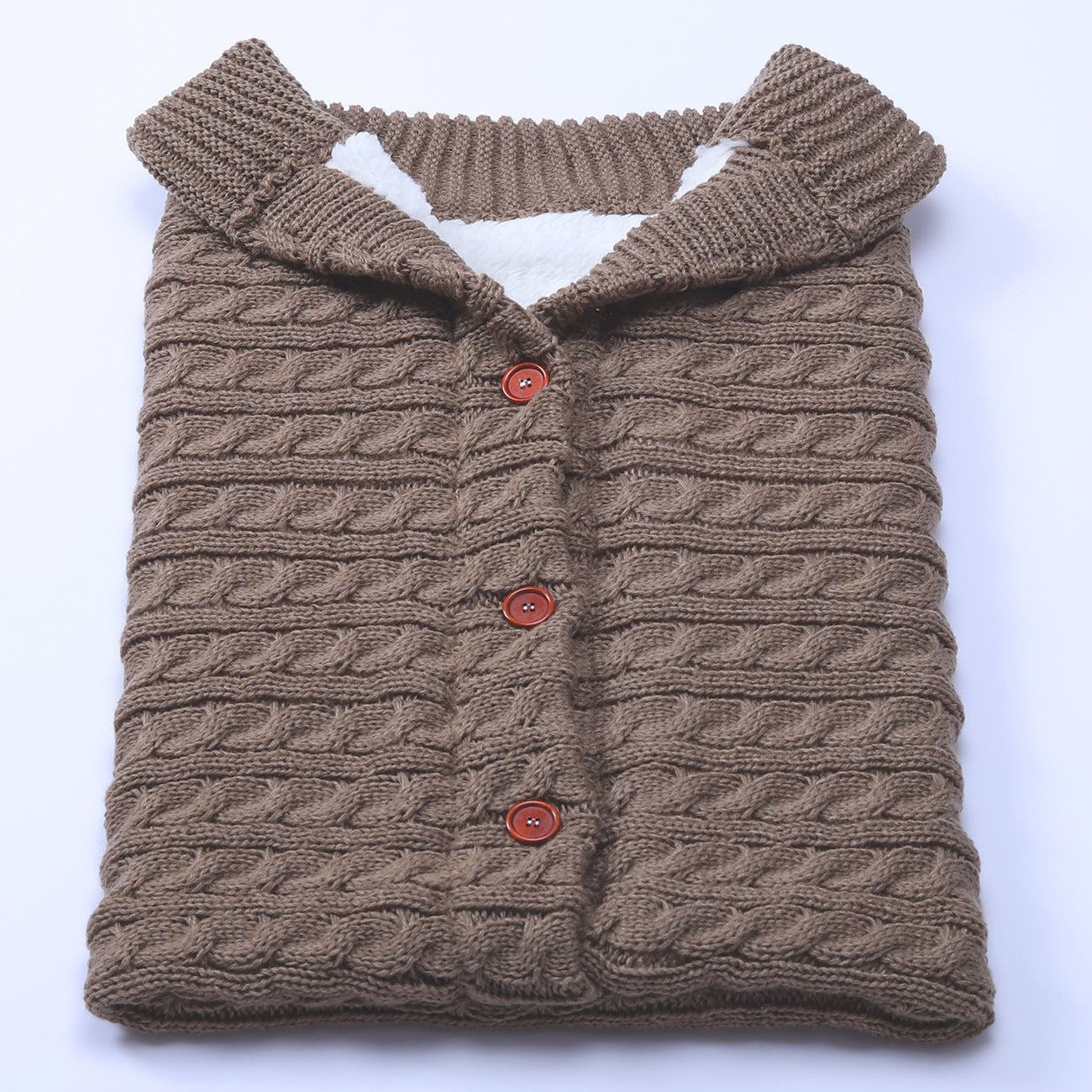 Baby Button Outdoor Cart Wool Knit Fleece Thickened Thermal Sleeping Pajamas