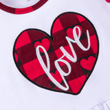 Baby Kid Girls Valentine's Day Check Suit Red Heart Short Sleeve 2 Pcs Sets