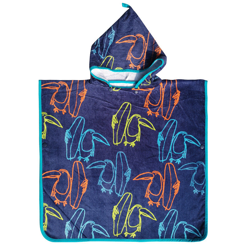 Infant Baby Bathrobe Cartoon Towel Robe Hooded Cloak Pajamas