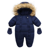 Baby Girl Boy Thermal Set Romper Winter Warm Cotton Jumpsuit Solid Color