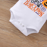 Baby Girls Set Pumpkin Print Bow Mesh Gauze Halloween 2 Pcs