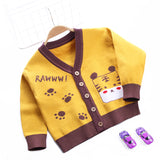 Kid Baby Boys Cardigan Tiger Open Button Lettered Sweaters
