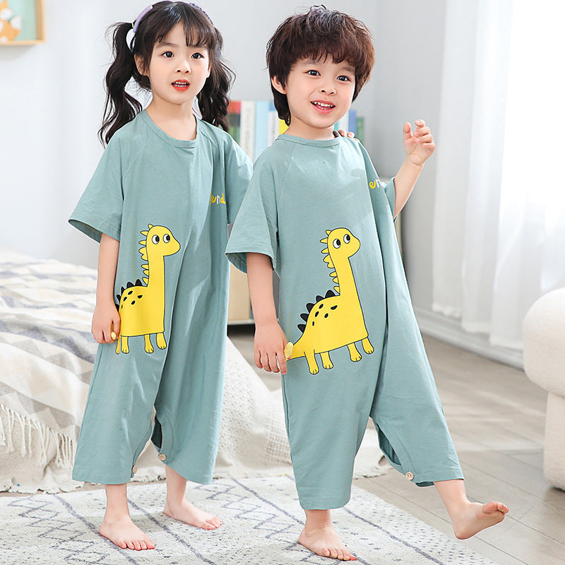 Kid Baby Girl Boy One-piece Short Sleeve Pure Cotton Ultraman Loose Pajamas