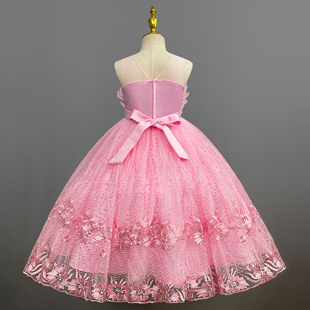 Kid Girl Princess Summer Flower Show Host Pompous Piano Performance Dresses