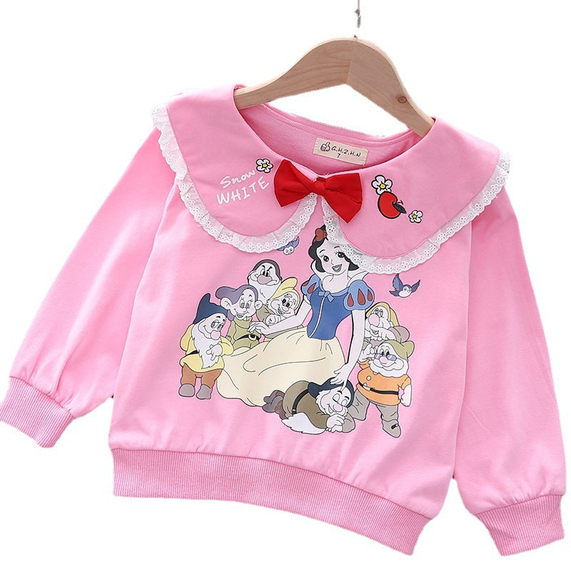 Kid Baby Girl Doll Collar Cute Snow White Print T-shirt