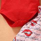 Baby Girl Valentine's Day Long Sleeves Bodysui 3pcs Sets