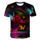 Kid Boy Girl Short Sleeve Beautiful Butterfly 3D Printing Cool Loose T-shirt
