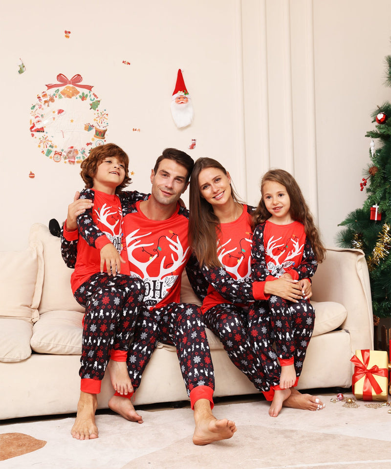 Family Letter Snowflake Little Deer Christmas Parent-child Homewear Pajamas