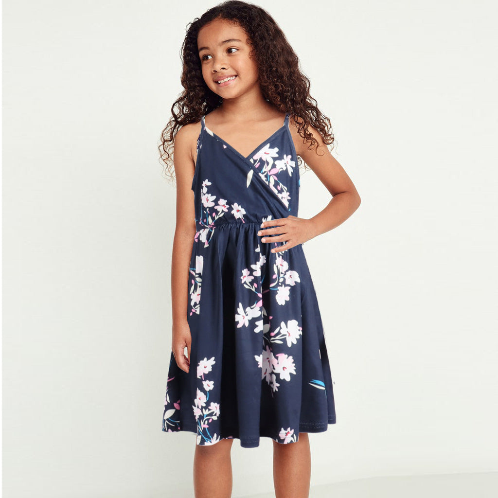 Family Matching Mother- daughter Floral Print Holiday Beach Dresses