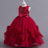 Kid Girl Evening Gown Catwalk Piano Performance Princess Dresses