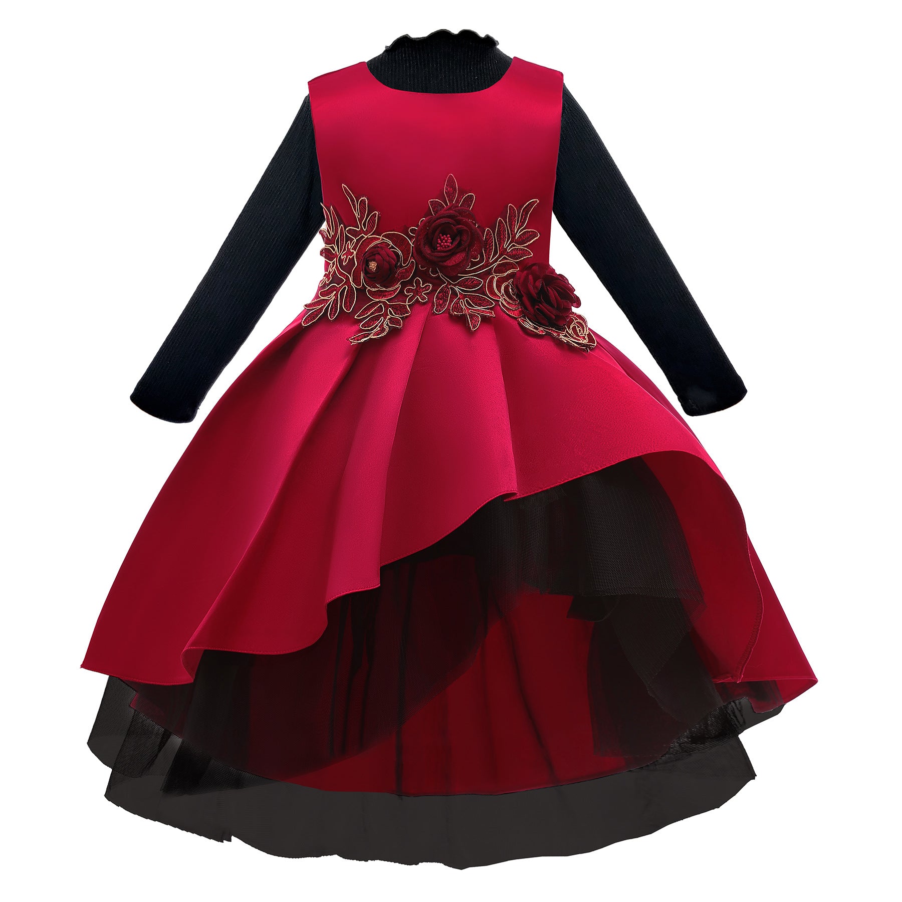 Kid Baby Girls Flower Princess  Long Sleeve Dresses