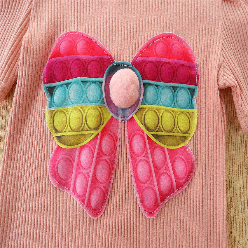 Kid Baby Girls Suit Summer Hole Stripe Bow Jeans 2 Pcs Sets