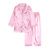 Kid Baby Boy Girl Pajamas Silk Satin Solid Button-Down Nightgown Sleepwear