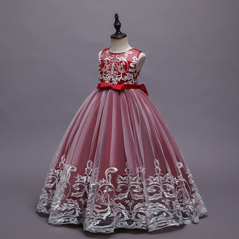 Kid Girl Princess Floral Lace Gown Sequins Gradual Change Dresses