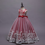 Kid Girl Princess Floral Lace Gown Sequins Gradual Change Dresses