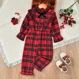Kid Baby Girl Ins Popular European American Christmas Plaid Rompers