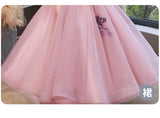 Kid Girl Long-sleeved Princess Flower Wedding Fairy Performance Dresses