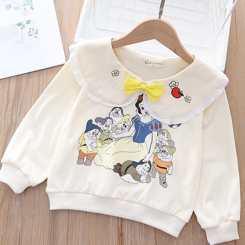 Kid Baby Girl Doll Collar Cute Snow White Print T-shirt