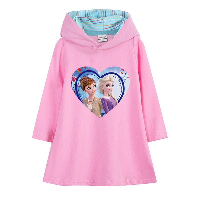Kid Baby Girl Knitted Hooded Ice Princess Spring Autumn Dress