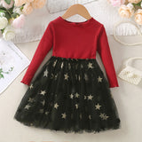Kid Girl Gauze Spring Autumn Five-pointed Star Princess Dress