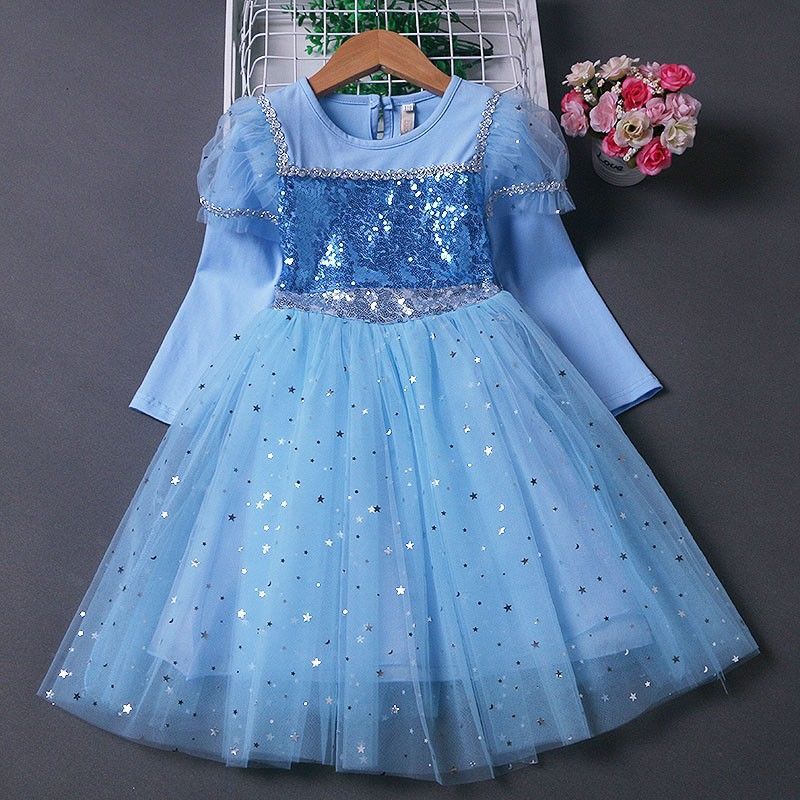 Kid Girl Princess Pure Cotton Spring/Autumn Frozen Elsa Dresses