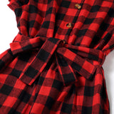Family Matching Parent-child Spliced Plaid Christmas Dresses