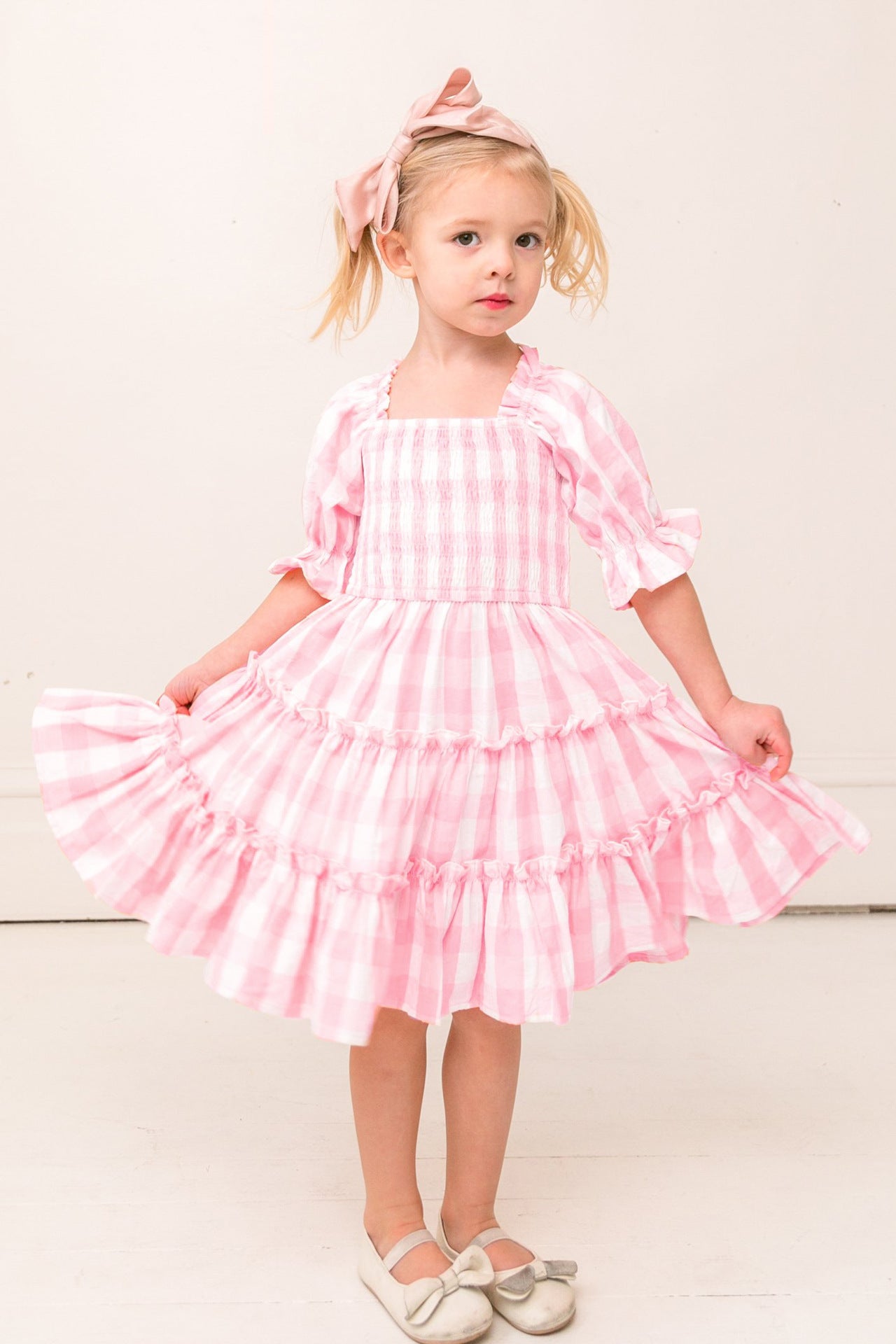 Family Matching Parent-child Sweet Leisure Loose Cake Bubble Sleeve Dresses