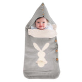 Solid Color Baby Knit Rabbit Button Sleeping Outdoor Cart Wool Pajamas