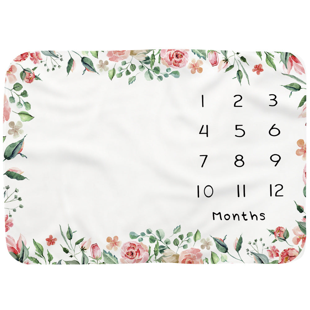 Baby Monthly Record Growth Milestone Blanket Flannel Floral Pajamas